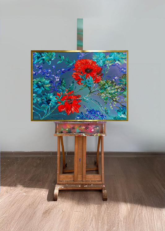 Rojo sobre azul